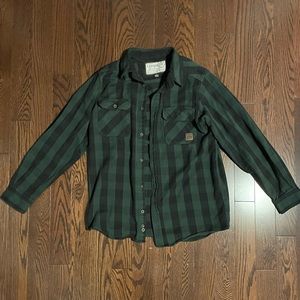 Vintage Plaid Button Up Thick Green Flannel Good Condition